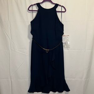 Paper Dolls halter midi dress with belt and frills